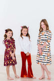 Pumpkin Patch 3/4 Sleeve Ruffle Twirl Dress - Mila & Rose ® - Flyclothing LLC