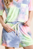 BiBi Tie Dye Casual Shorts with Twill Tape Drawstring - Trendsi - Flyclothing LLC