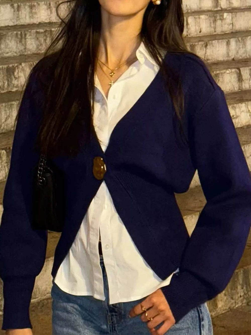 Single-Button Knit Cardigan - Trendsi - Flyclothing LLC