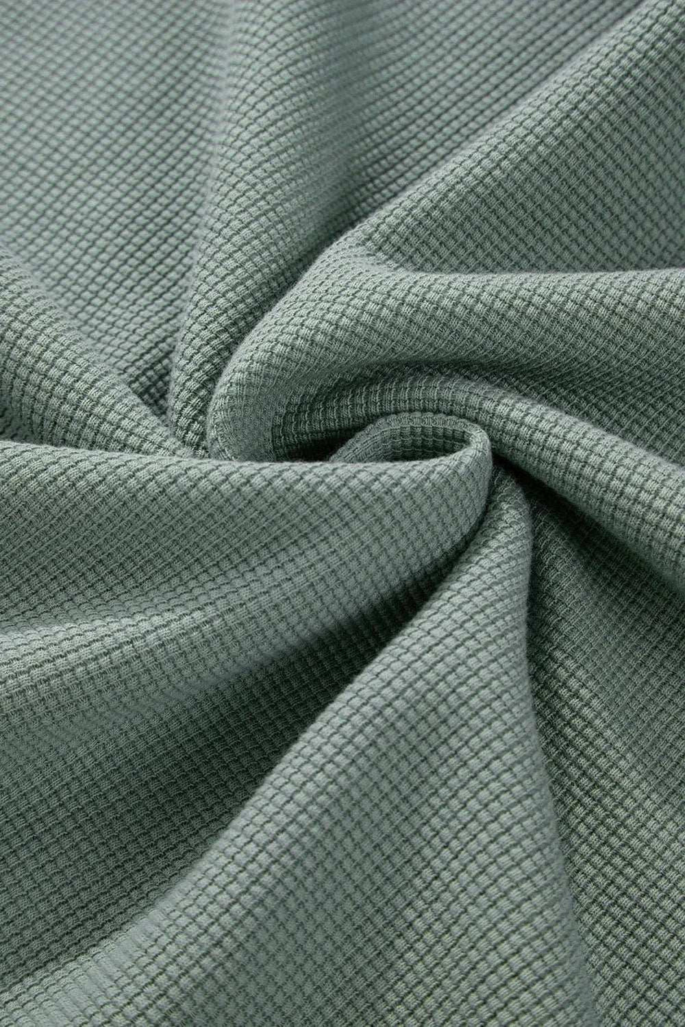 Waffle-Knit Long Sleeve Dropped Shoulder Top - Trendsi - Flyclothing LLC