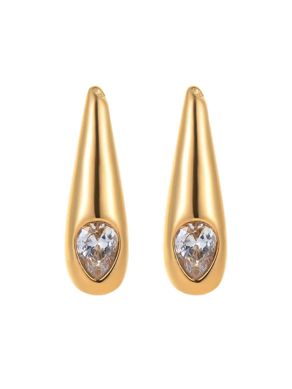18K Gold-Plated Zircone Teardrop Earrings - Trendsi - Flyclothing LLC