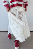 Sheer Floral Lace Flowy Maxi Skirt - Trendsi - Flyclothing LLC