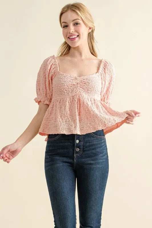 And The Why Lovely Textured and Smocked Top - Trendsi - Flyclothing LLC