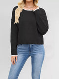 Round Neck Dropped Shoulder Sweater - Trendsi - Flyclothing LLC