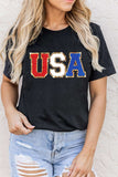 USA Round Neck Short Sleeve T-Shirt - Trendsi - Flyclothing LLC