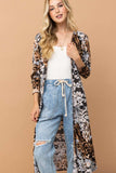 And The Why Leopard Kimono Open Front Longline Cardigan - Trendsi - Flyclothing LLC