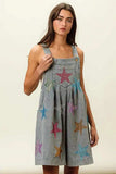 BiBi Star Rhinestone Washed Wide Leg Shortalls - Trendsi - Flyclothing LLC