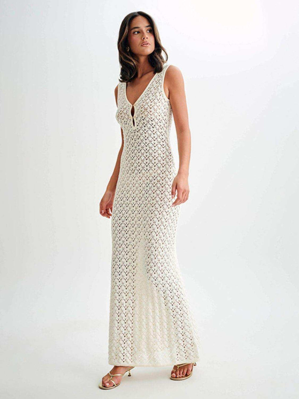 Openwork Sleeveless Maxi Dress - Trendsi - Flyclothing LLC