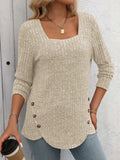 Square Neck Long Sleeve T-Shirt - Trendsi - Flyclothing LLC
