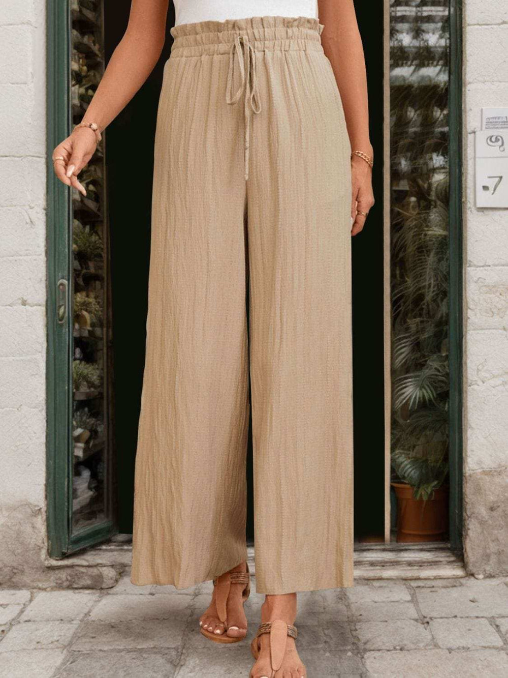 Frill Wide Leg Pants - Trendsi - Flyclothing LLC