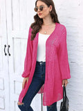 Cable-Knit Open Front Long Sleeve Cardigan - Trendsi - Flyclothing LLC