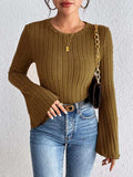 Round Neck Flare Sleeve T-Shirt - Trendsi - Flyclothing LLC