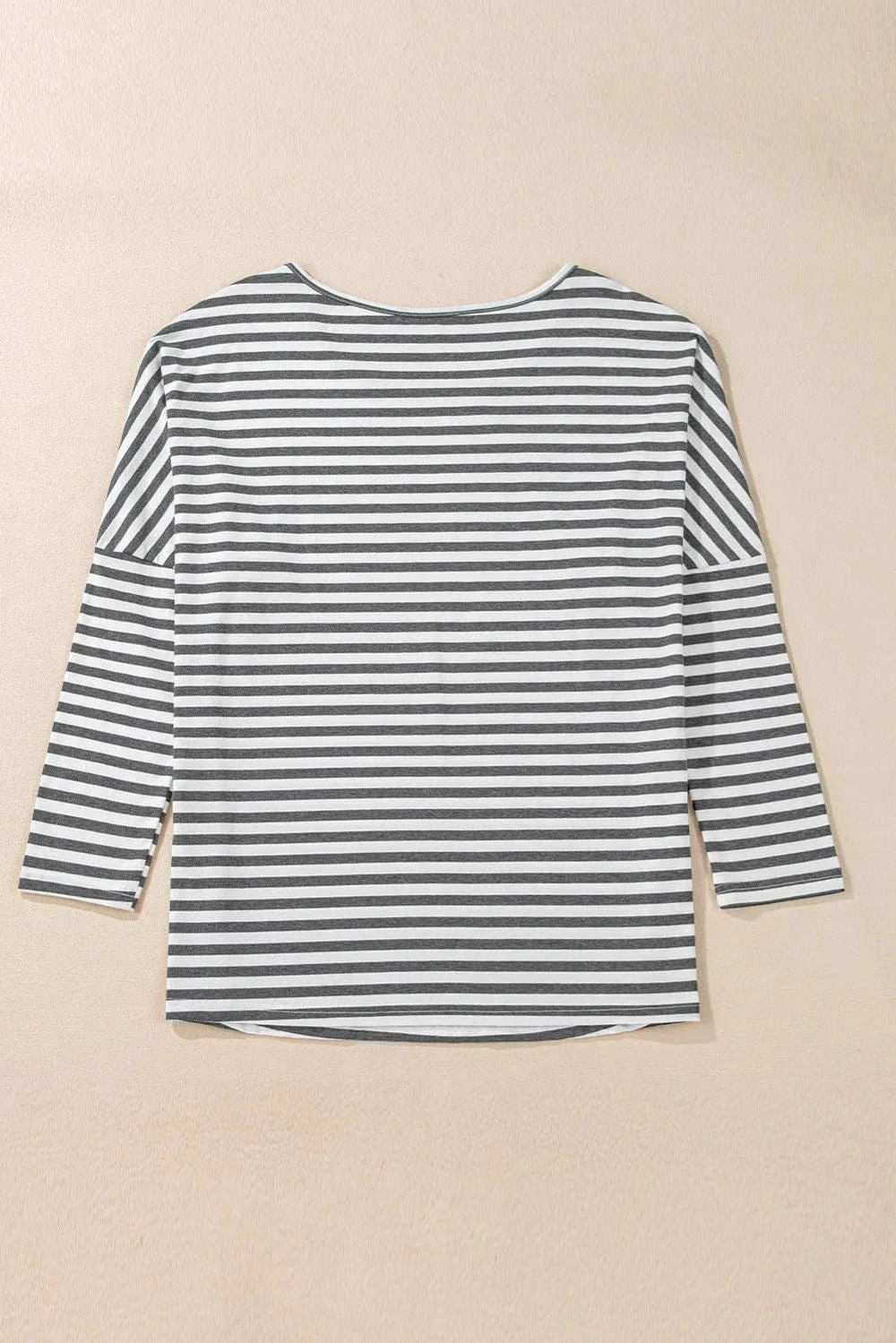 Striped Round Neck Long Sleeve Top - Trendsi - Flyclothing LLC