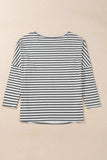 Striped Round Neck Long Sleeve Top - Trendsi - Flyclothing LLC