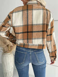 Plaid Button-Down Crop Jacket - Trendsi - Flyclothing LLC