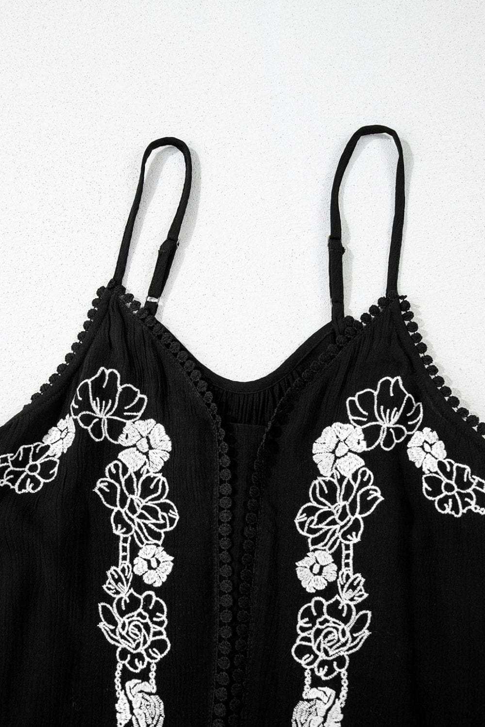 Floral Ruffled Hem Embroidery Cami - Trendsi - Flyclothing LLC