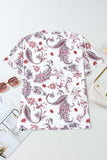 Paisley Mock Neck T Shirt - Trendsi - Flyclothing LLC