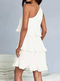 Layered Single Shoulder Mini Dress - Trendsi - Flyclothing LLC