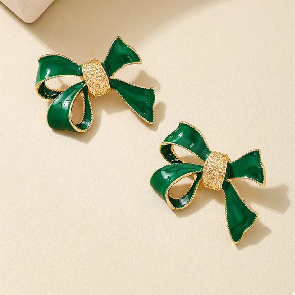 18K Gold-Plated Bow Earrings - Trendsi - Flyclothing LLC