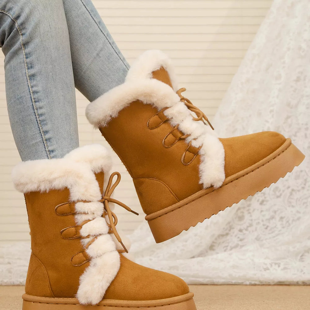 Lace-Up Winter Boots - Trendsi - Flyclothing LLC