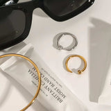 Stainless Steel Zircon Open Ring - Trendsi - Flyclothing LLC