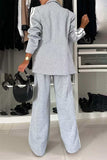 Full Size Contrast Lapel Collar Top and Pants Set - Trendsi - Flyclothing LLC
