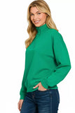 Zenana Scuba Half Zip Pullover Sweatshirt - Trendsi - Flyclothing LLC