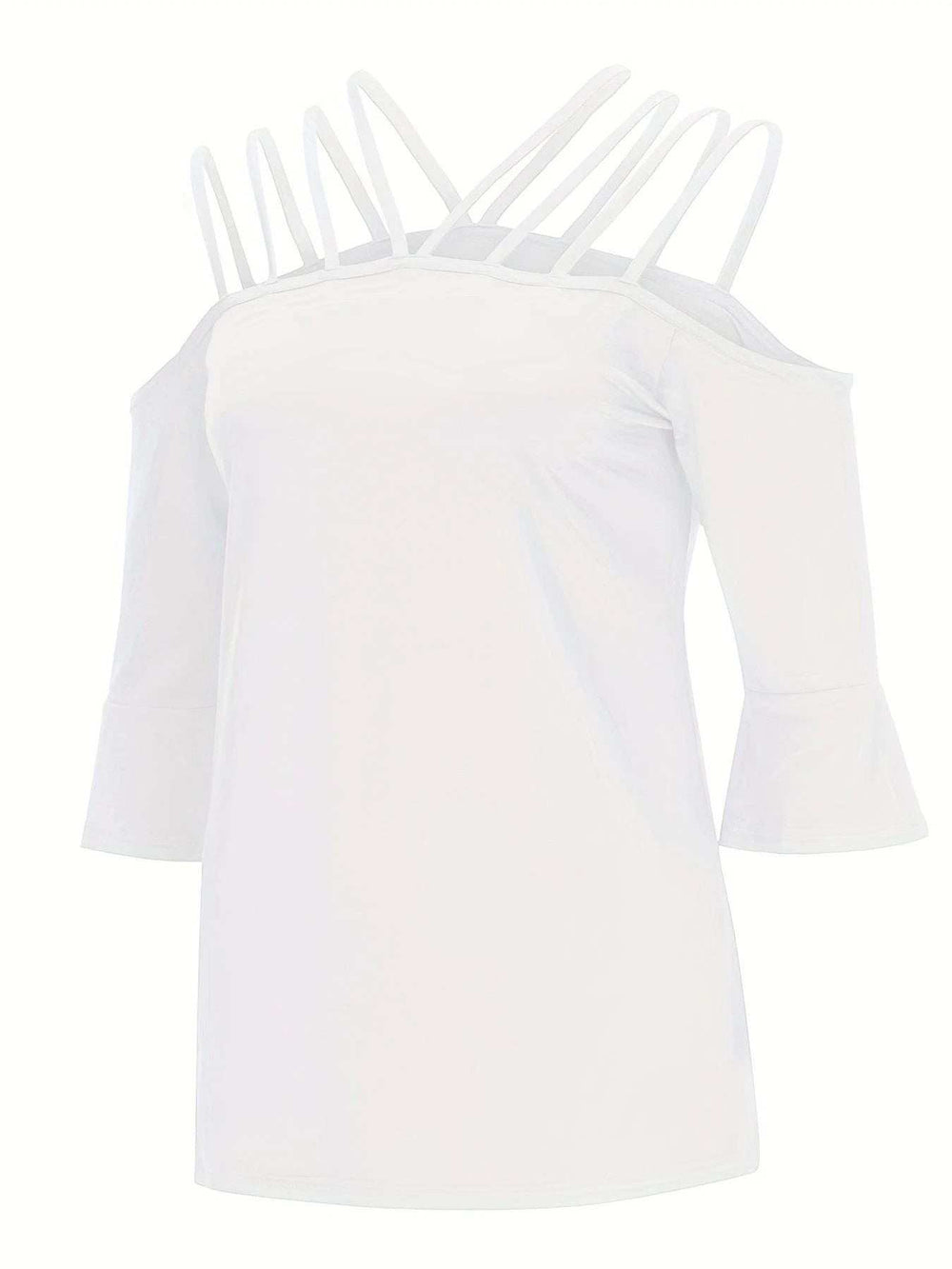 Full Size Cold Shoulder Three-Quarter Sleeve Blouse - Trendsi - Flyclothing LLC