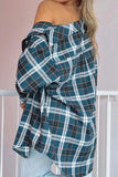 Plaid Collared Neck Long Sleeve Shirt - Trendsi - Flyclothing LLC