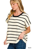 Zenana Striped Oversize Sweater Top - Trendsi - Flyclothing LLC
