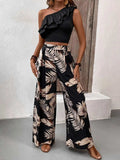 Ruffled Sleeveless Top and Printed Pants Set - Trendsi - Flyclothing LLC