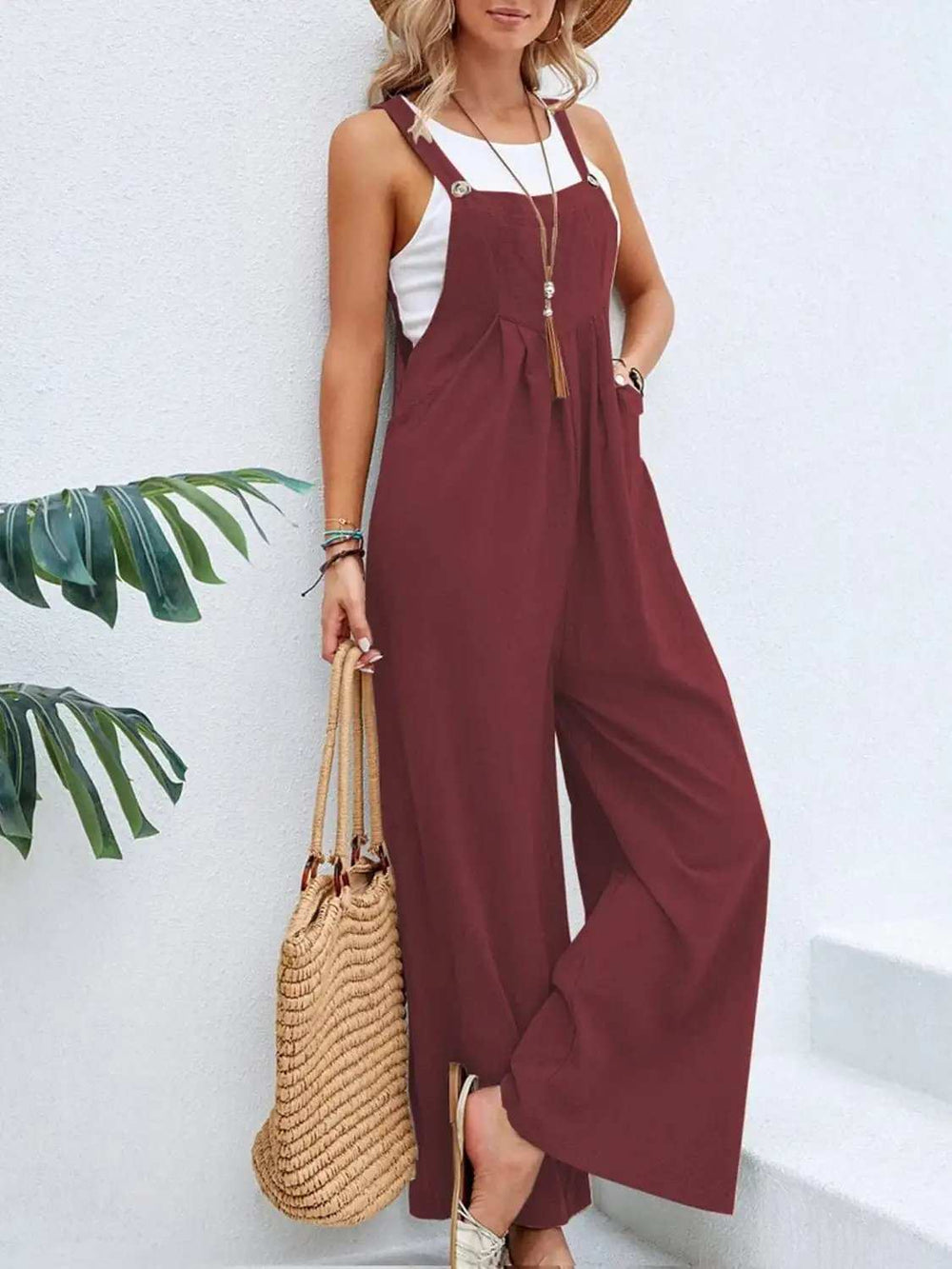 Full Size Square Neck Wide Strap Overalls - Trendsi - Flyclothing LLC