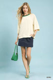 Umgee Ribbed Knit Top with Contrast Trim - Trendsi - Flyclothing LLC