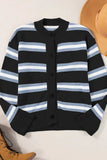 Striped Button Down Long Sleeve Cardigan - Trendsi - Flyclothing LLC