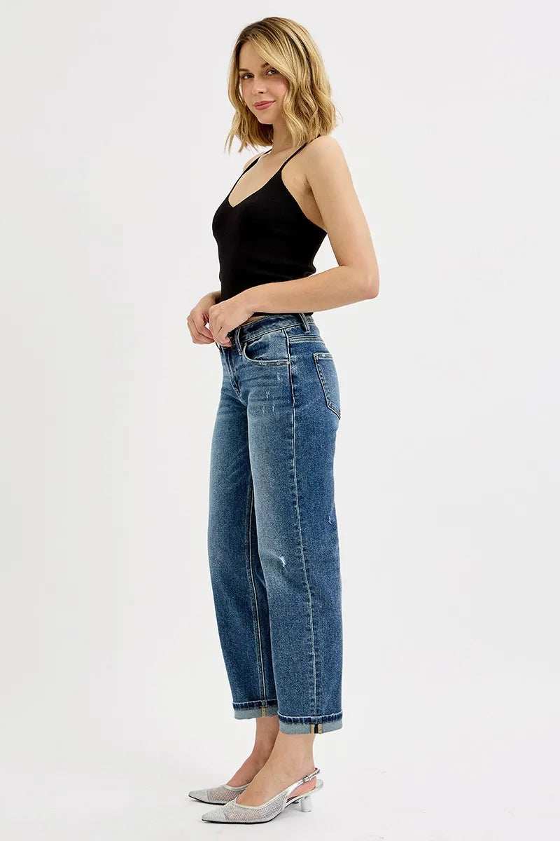 RISEN Full Size Low Rise Crop Boyfriend Jeans Plus Size - Trendsi - Flyclothing LLC