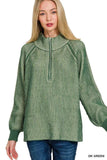 Zenana Ribbed Two Tone Half Zip Sweater - Trendsi - Flyclothing LLC