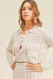 MABLE Houndstooth Cropped Knit Cardigan and Mini Skirt Set - Trendsi - Flyclothing LLC