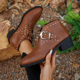 Studded Buckle Chelsea Boots - Trendsi - Flyclothing LLC