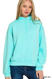 Zenana Scuba Half Zip Pullover Sweatshirt - Trendsi - Flyclothing LLC