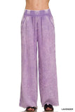 Zenana Washed Double Gauze Elastic Band Waist Pants - Trendsi - Flyclothing LLC