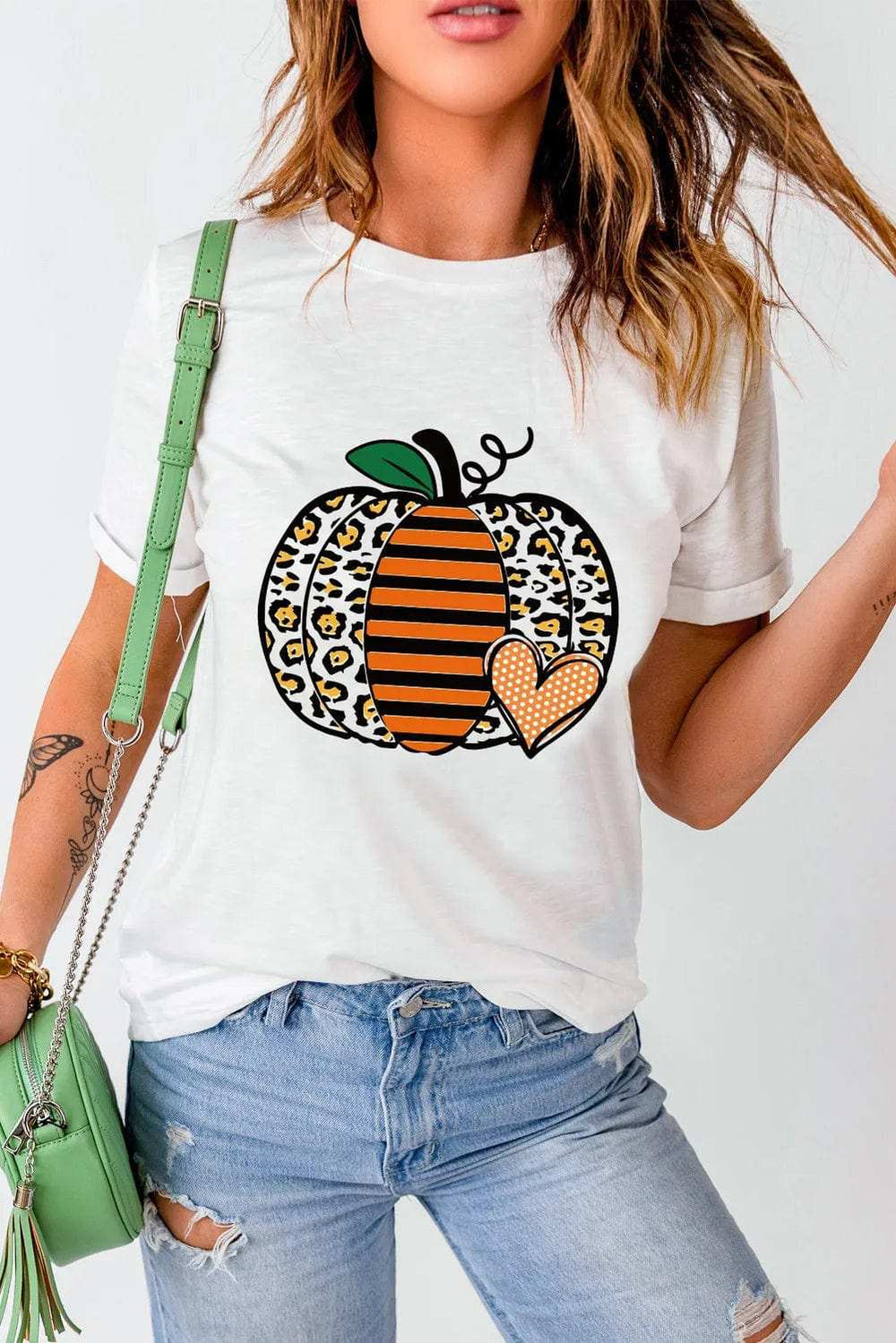 Pumpkin Graphic Round Neck Short Sleeve T-Shirt - Trendsi - Flyclothing LLC