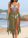 Fringe Spaghetti Strap Cover-Up - Trendsi - Flyclothing LLC