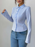 Striped Button-Up Long Sleeve Shirt - Trendsi - Flyclothing LLC