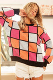 BiBi Multi Color Checker Pattern Sweater - Trendsi - Flyclothing LLC