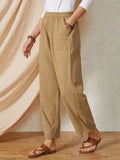 Full Size Elastic Waist Pants with Pockets - Trendsi - Flyclothing LLC