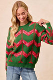 BiBi Christmas Theme Chevron Sequins Detail Sweater - Trendsi - Flyclothing LLC