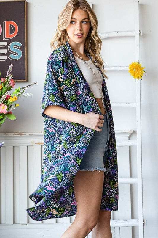 Heimish Full Size Half Sleeve Floral Open Cardigan Plus Size - Trendsi - Flyclothing LLC