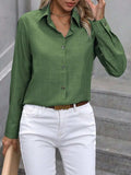 Button Up Collared Neck Long Sleeve Shirt - Trendsi - Flyclothing LLC