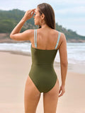 Color Block Sweetheart Neck One-Piece Swimwear - Trendsi - Flyclothing LLC