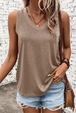 V-Neck Wide Strap Tank - Trendsi - Flyclothing LLC